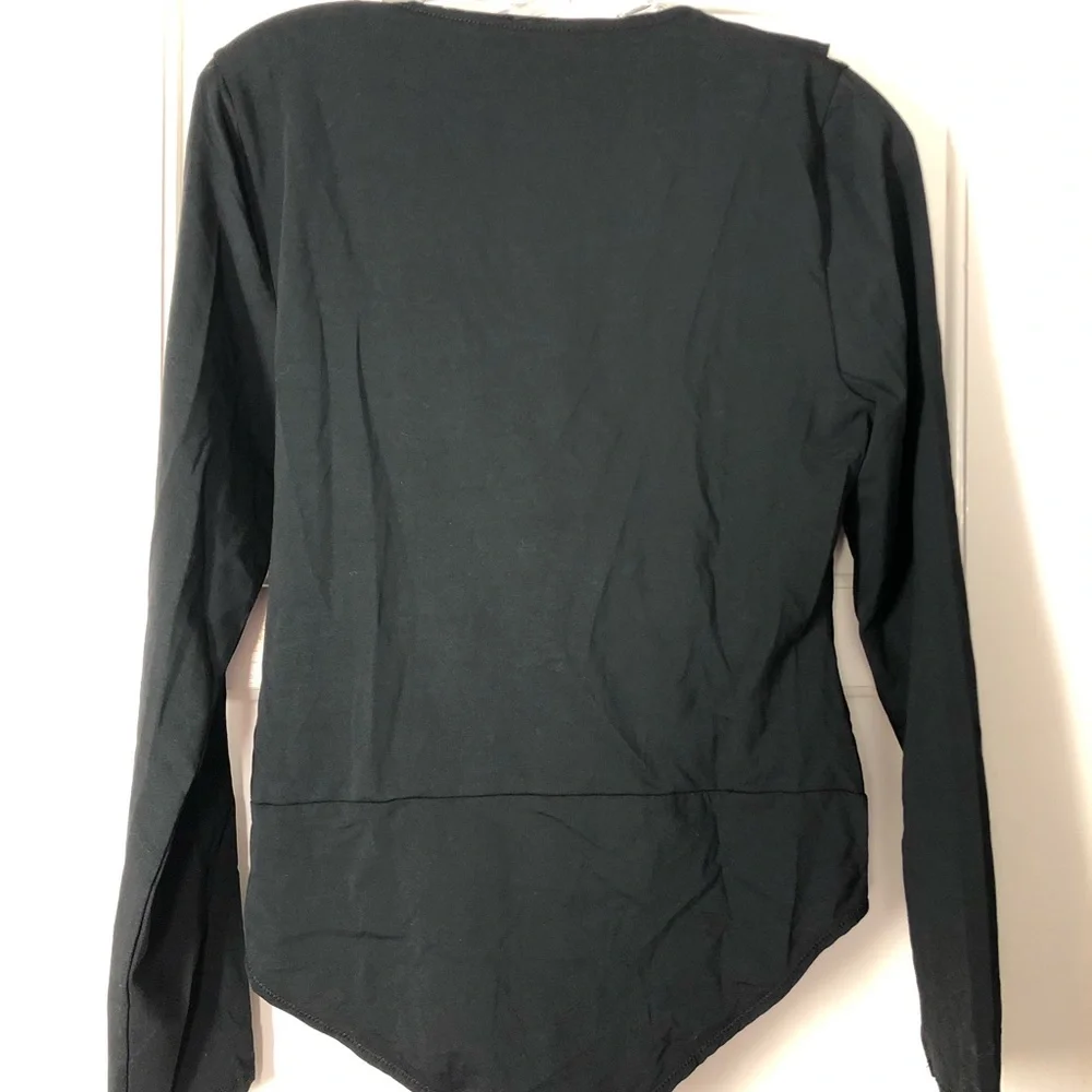 J.Crew Ruffle Front Wrap Bodysuit in Black H3685